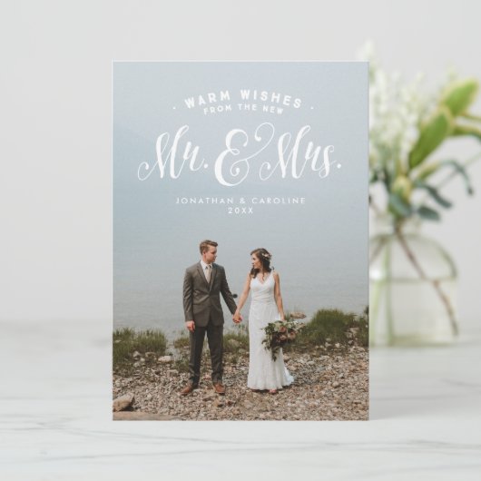 Fotokaart voor feestdagen Pas getrouwd Feestdagenkaart (Staand voorkant)