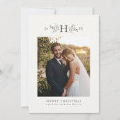 Fotokaart voor feestdagen voor bijtende monogram feestdagenkaart (Voorkant)