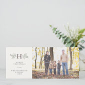 Fotokaart voor feestdagen voor bijtende monogram feestdagenkaart (Staand voorkant)