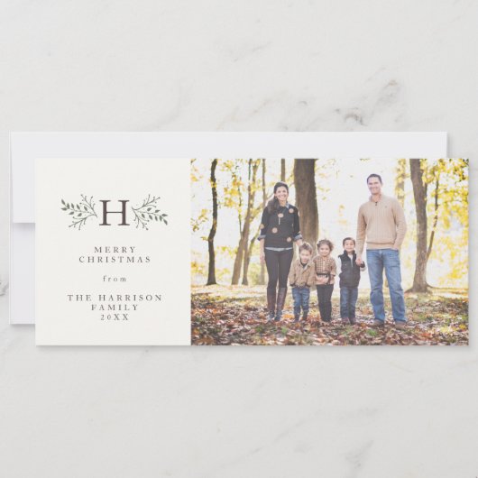 Fotokaart voor feestdagen voor bijtende monogram feestdagenkaart (Voorkant)