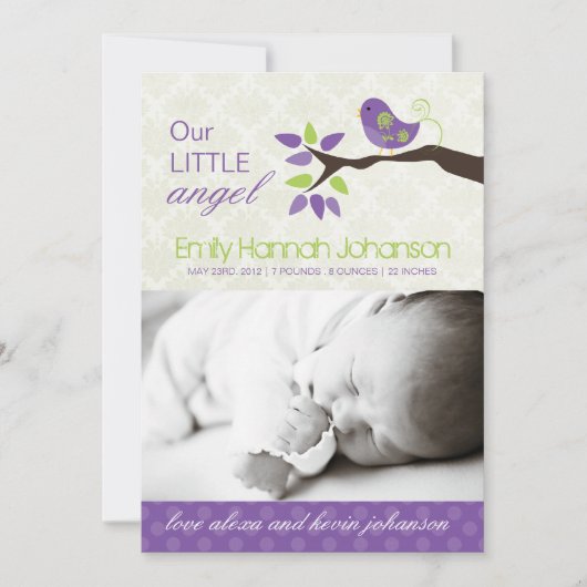 Fotokaart voor geboorteaankondiging aankondiging (Voorkant)
