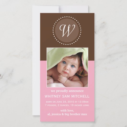 Fotokaart voor geboorteaankondiging aankondiging (Voorkant)