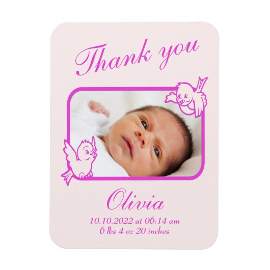 Fotokaart voor geboorteaankondiging magneet (Verticaal)