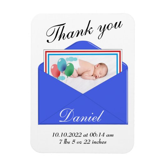 Fotokaart voor geboorteaankondiging magneet (Verticaal)