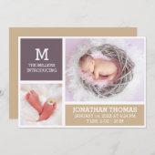 Fotokaart voor geboorteaankondiging van pasgeboren aankondiging (Voorkant / Achterkant)