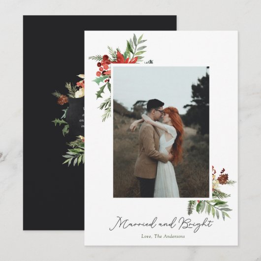 Fotokaart voor gehuwde en heldere elopement feestdagenkaart (Voorkant / Achterkant)