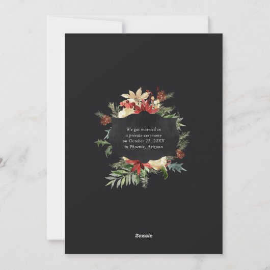 Fotokaart voor gehuwde en heldere elopement feestdagenkaart (Achterkant)