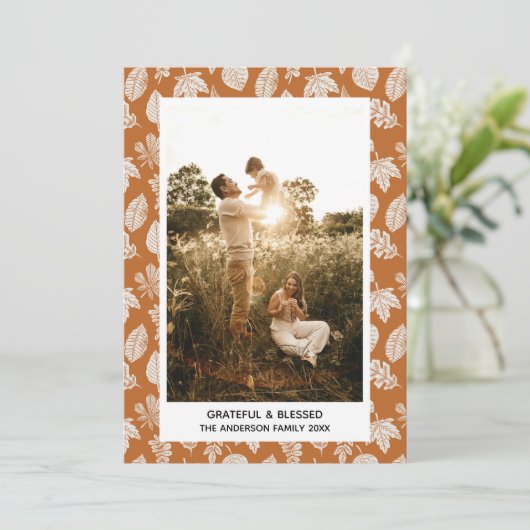 Fotokaart voor Grateful & Bless Thanksgiving Aankondiging (Staand voorkant)