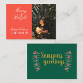 Fotokaart voor groene en rode familie notitiekaartje (Voorkant / Achterkant)