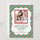 Fotokaart voor groene en rode Stripe feestdag Feestdagenkaart (Voorkant)