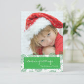Fotokaart voor groene en witte kerstfeestdagen kaart (Staand voorkant)