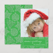 Fotokaart voor groene en witte kerstfeestdagen kaart (Voorkant / Achterkant)