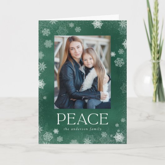 Fotokaart voor groene Waterverf met geforceerde vr Feestdagen Kaart (Voorkant)