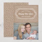 Fotokaart voor helder en gelukkig nieuw jaar feestdagenkaart (Voorkant / Achterkant)