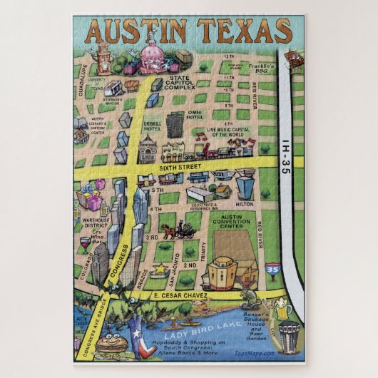 Fotokaart voor het centrum van Austin Texas Legpuzzel (Verticaal)