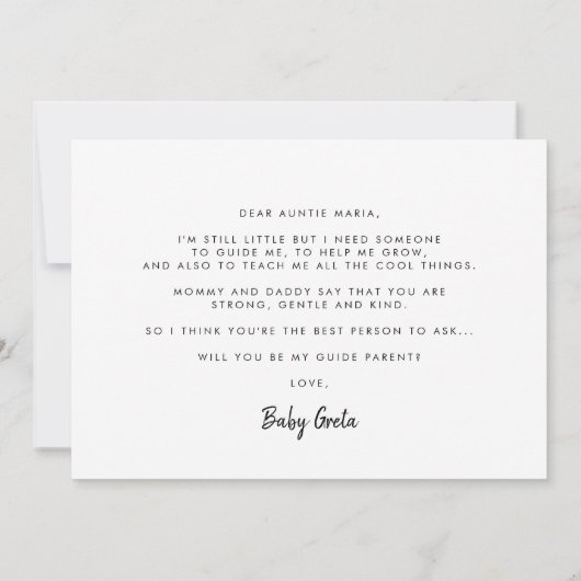 Fotokaart voor het oudervoorstel van de scriptgids kaart (Achterkant)