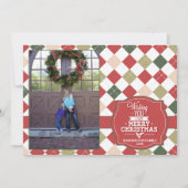 Fotokaart voor kerstfeestdagen in Argyle plaid Feestdagenkaart (Voorkant)