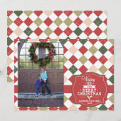 Fotokaart voor kerstfeestdagen in Argyle plaid Feestdagenkaart (Voorkant / Achterkant)