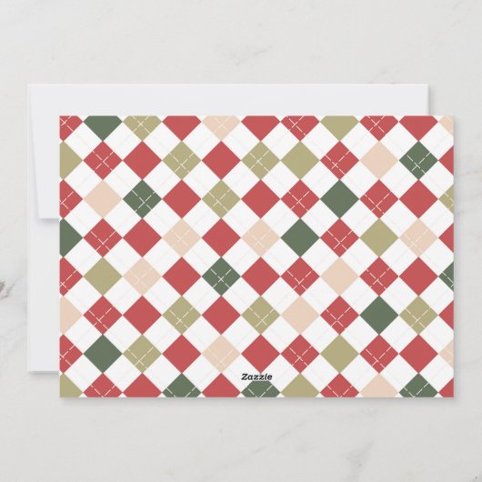Fotokaart voor kerstfeestdagen in Argyle plaid Feestdagenkaart (Achterkant)