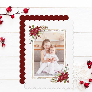 Fotokaart voor kerstfeestdagen in Poinsettia Feestdagenkaart