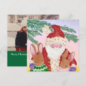Fotokaart voor kerstmis en konijnen feestdagenkaart (Voorkant / Achterkant)
