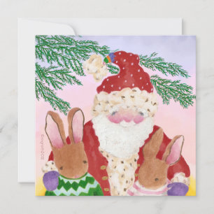 Fotokaart voor Kerstmis en konijnen Feestdagenkaart