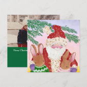 Fotokaart voor kerstmis en konijnen feestdagenkaart (Voorkant / Achterkant)