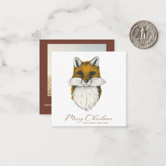 Fotokaart voor Kerstmis met Fox Budget Notitiekaartje (Voorkant / Achterkant in situ)
