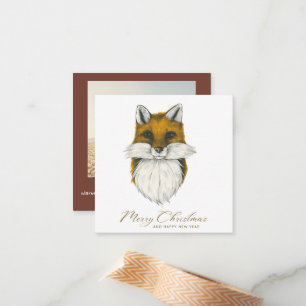 Fotokaart voor Kerstmis met Fox Budget Notitiekaartje