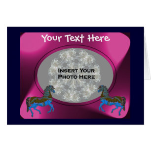 Fotokaart voor kleurrijke carrouselpaarden