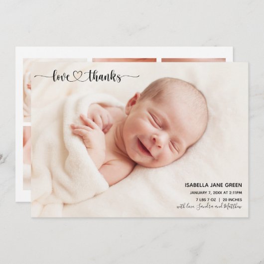 Fotokaart voor liefhebbers en Bedankt Aankondiging (Voorkant / Achterkant)