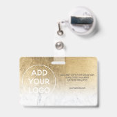 Fotokaart voor logo met goudfolie badge (Achterkant met intrekbare clip)