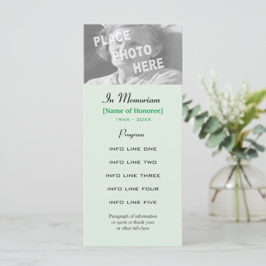 Fotokaart voor Memorial Service Programmakaart (Staand voorkant)