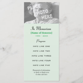 Fotokaart voor Memorial Service Programmakaart