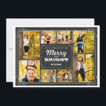 Fotokaart voor Merry & Bright Chalkboard Collage Feestdagenkaart<br><div class="desc">Stuur een groet voor een prettig en helder vakantieseizoen met deze leuke en feestelijke 8 fotocollage-kaart. Aan de voorkant hebben acht lijsten een jaar van foto's van je familie en aan de achterkant is er ruimte voor je eigen persoonlijke boodschap en persoonlijke namen. De grenzen van het krullen scheuren draai...</div>