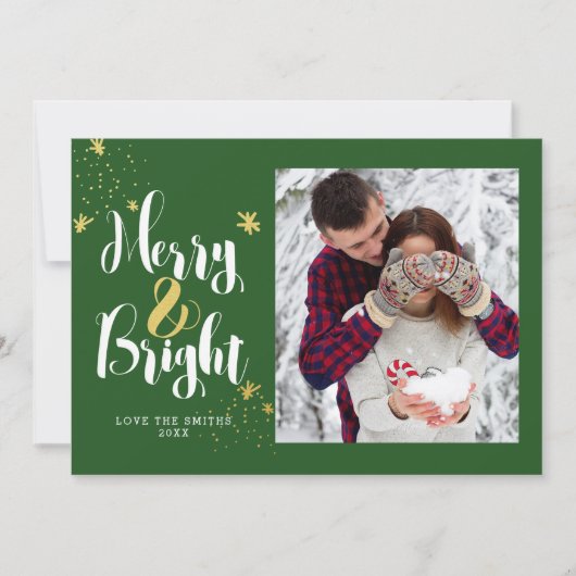 Fotokaart voor Merry & Bright Glitter Feestdagenkaart (Voorkant)