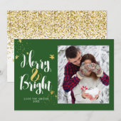 Fotokaart voor Merry & Bright Glitter Feestdagenkaart (Voorkant / Achterkant)
