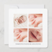 Fotokaart voor moderne blauwe Baby geboorte Aankondiging (Achterkant)