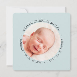Fotokaart voor moderne blauwe Baby geboorte Aankondiging