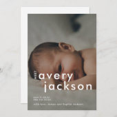 Fotokaart voor moderne geboorte aankondiging (Voorkant / Achterkant)