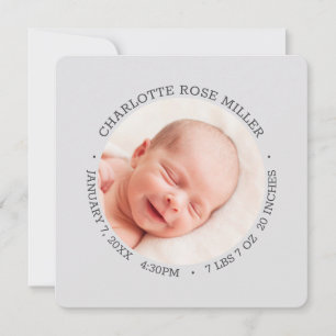 Fotokaart voor moderne Lila Baby Aankondiging