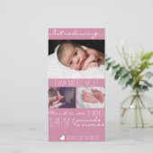 Fotokaart voor moderne roze Baby geboorteaankondig Aankondiging (Staand voorkant)