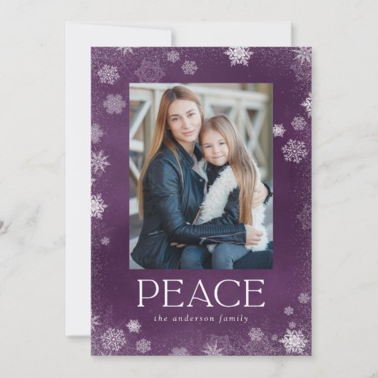 Fotokaart voor Paarse Waterverf van Frosted Peace  Feestdagenkaart (Voorkant)