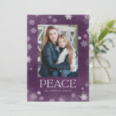 Fotokaart voor Paarse Waterverf van Frosted Peace  Feestdagenkaart (Staand voorkant)