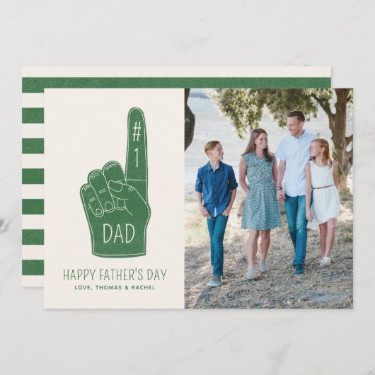 Fotokaart voor pappa Foam Finger Vaderdag Aankondiging (Voorkant / Achterkant)