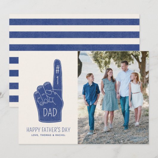 Fotokaart voor pappa Foam Finger Vaderdag Aankondiging (Voorkant / Achterkant)