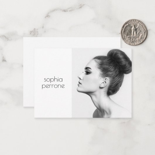 Fotokaart voor professionele artiesten en fotograa notitiekaartje (Voorkant / Achterkant in situ)