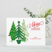 Fotokaart voor rode, groene, witte kerstbomen feestdagenkaart (Staand voorkant)