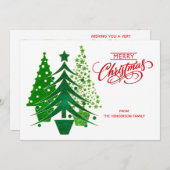 Fotokaart voor rode, groene, witte kerstbomen feestdagenkaart (Voorkant / Achterkant)