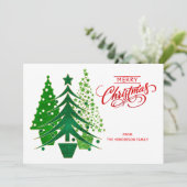 Fotokaart voor rode, groene, witte kerstbomen feestdagenkaart (Staand voorkant)